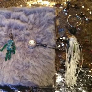 Fuzzy skull notebook and  key chain